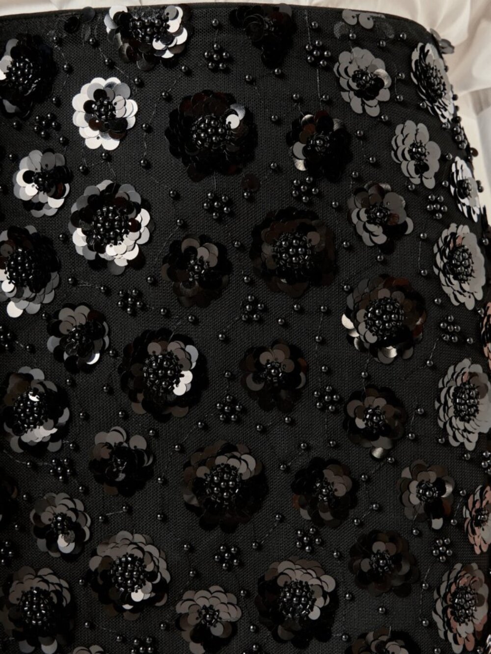 English Factory Holiday Bling Flower Sequin Sheer Black Midi Skirt NEW NWT $120 - Picture 6 of 8